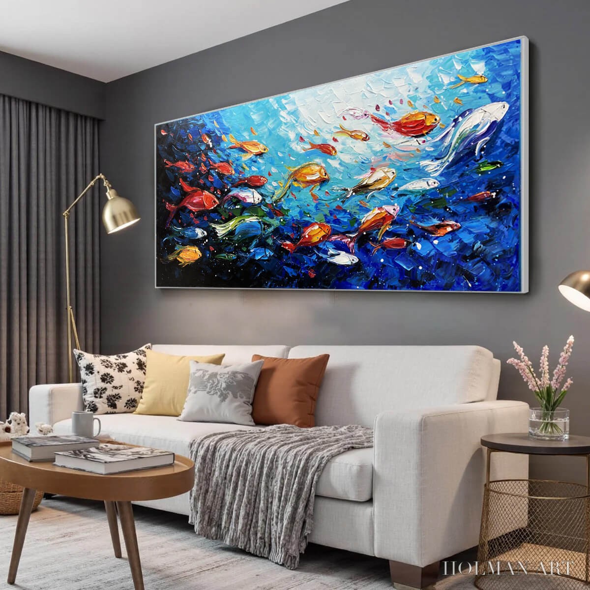 HOLMAN ART Ocean'S Jewels – Textured Impasto Colorful Fish Oil Painting - image 4