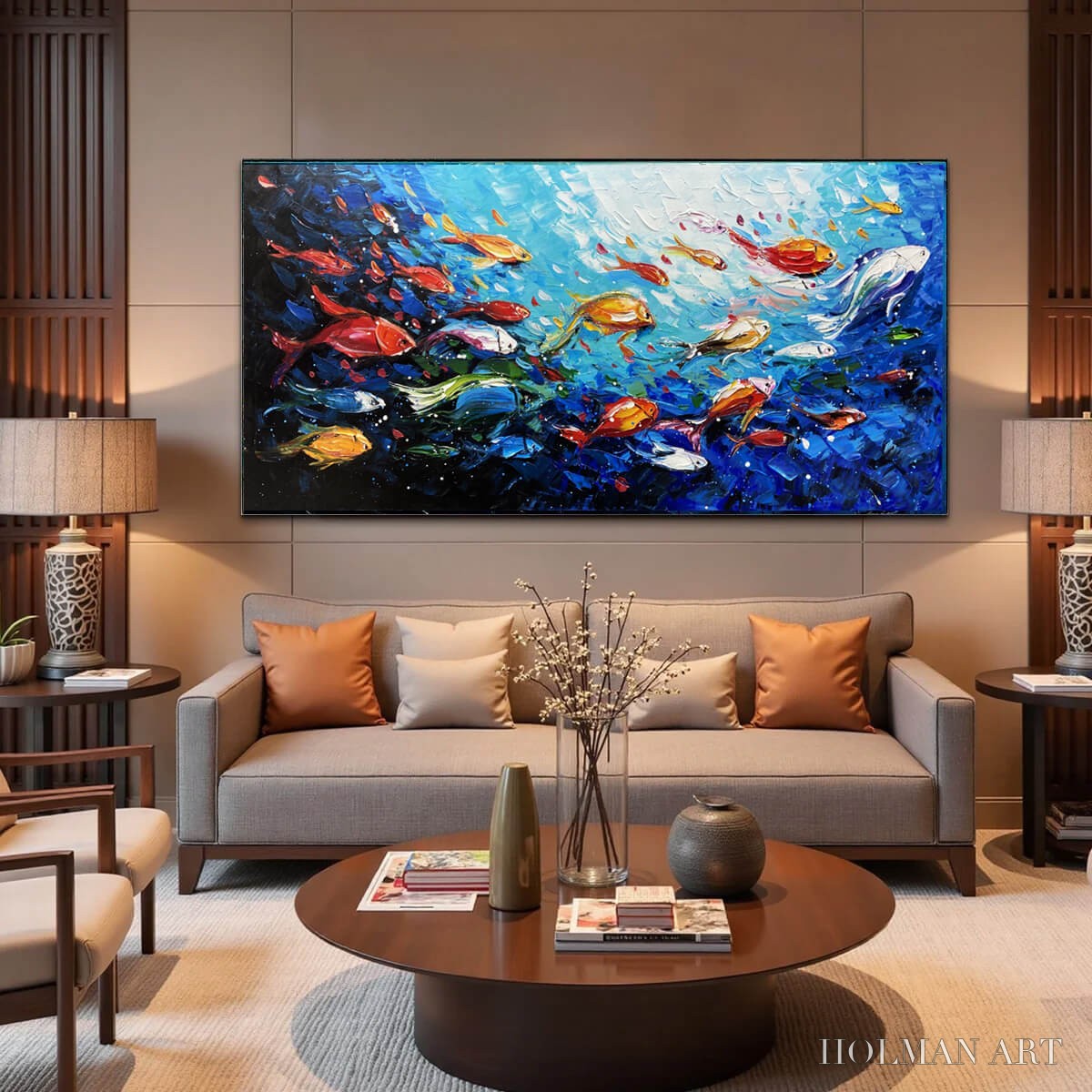 HOLMAN ART Ocean'S Jewels – Textured Impasto Colorful Fish Oil Painting - image 5