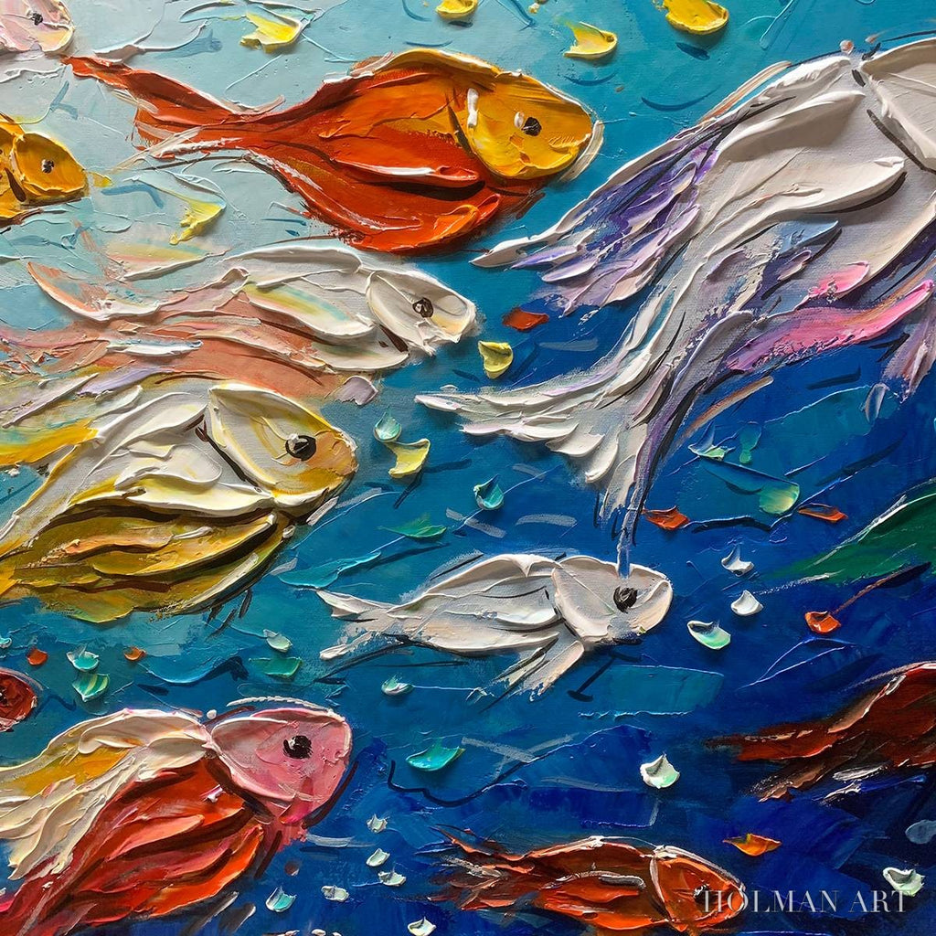 HOLMAN ART Ocean'S Jewels – Textured Impasto Colorful Fish Oil Painting - image 6