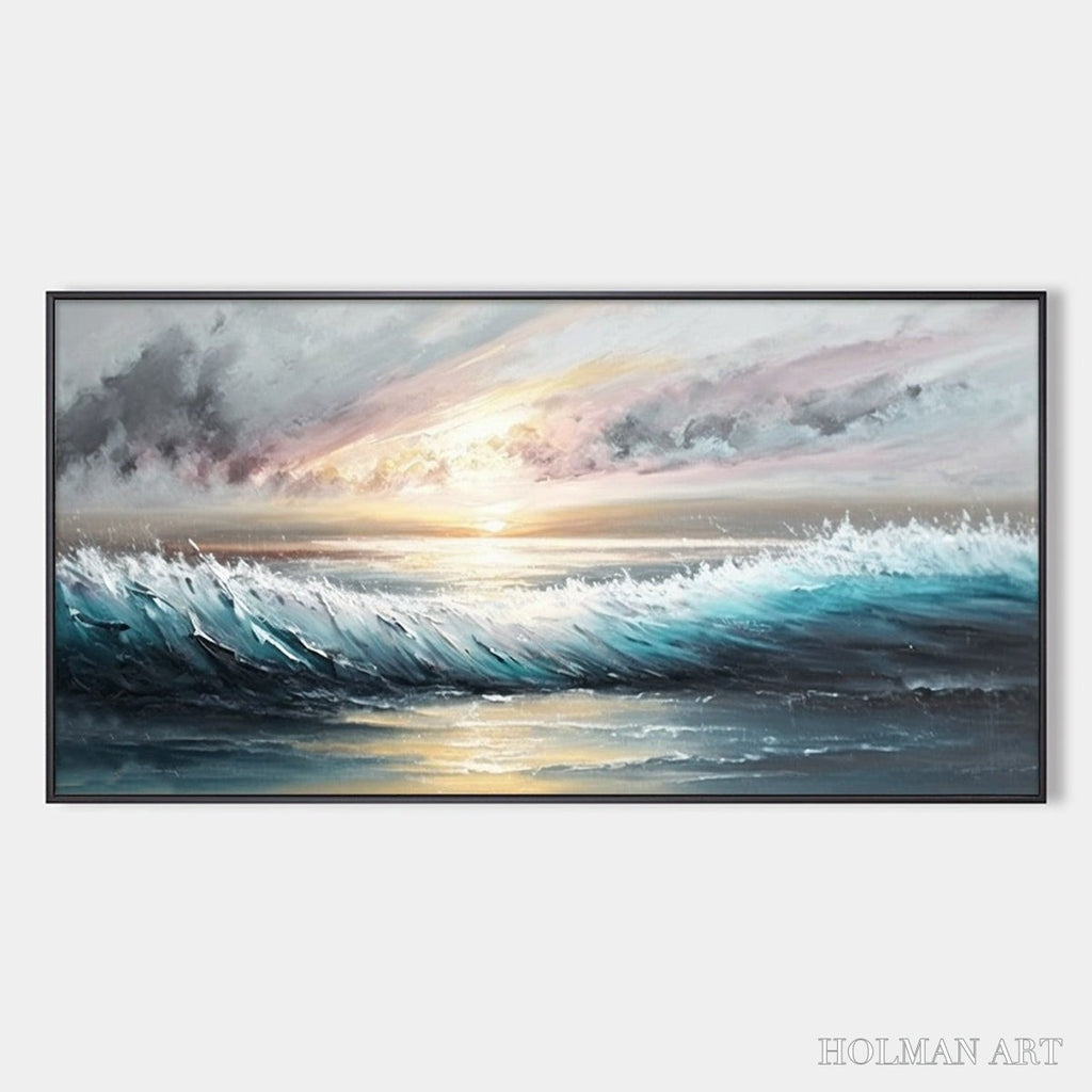 HOLMAN ART Dusk Tide – Ocean Waves Seascape Oil Painting - image 1