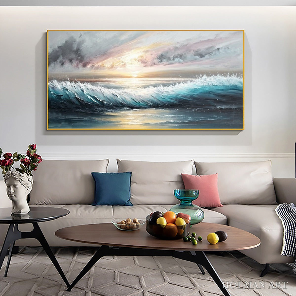 HOLMAN ART Dusk Tide – Ocean Waves Seascape Oil Painting - image 2