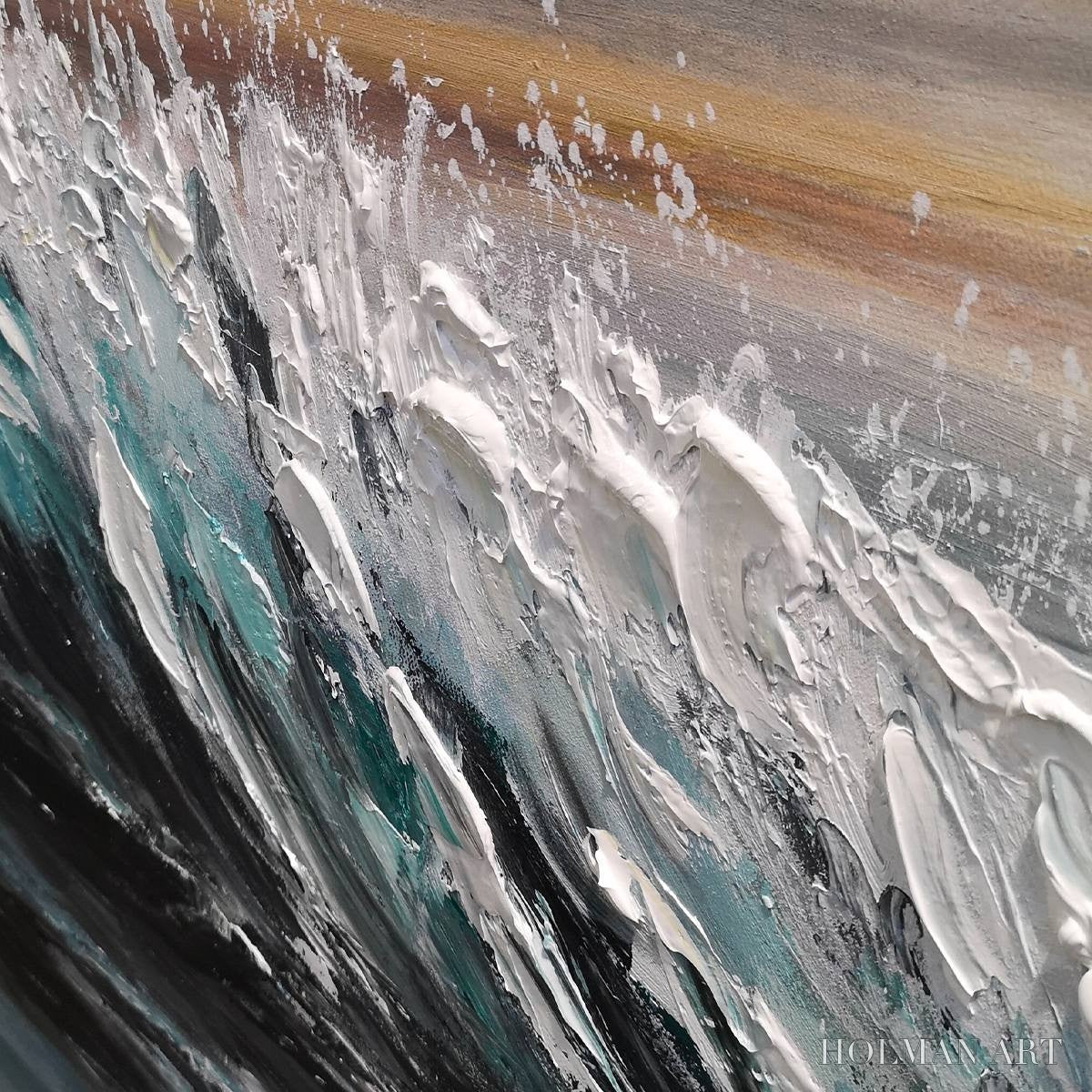 HOLMAN ART Dusk Tide – Ocean Waves Seascape Oil Painting - image 3