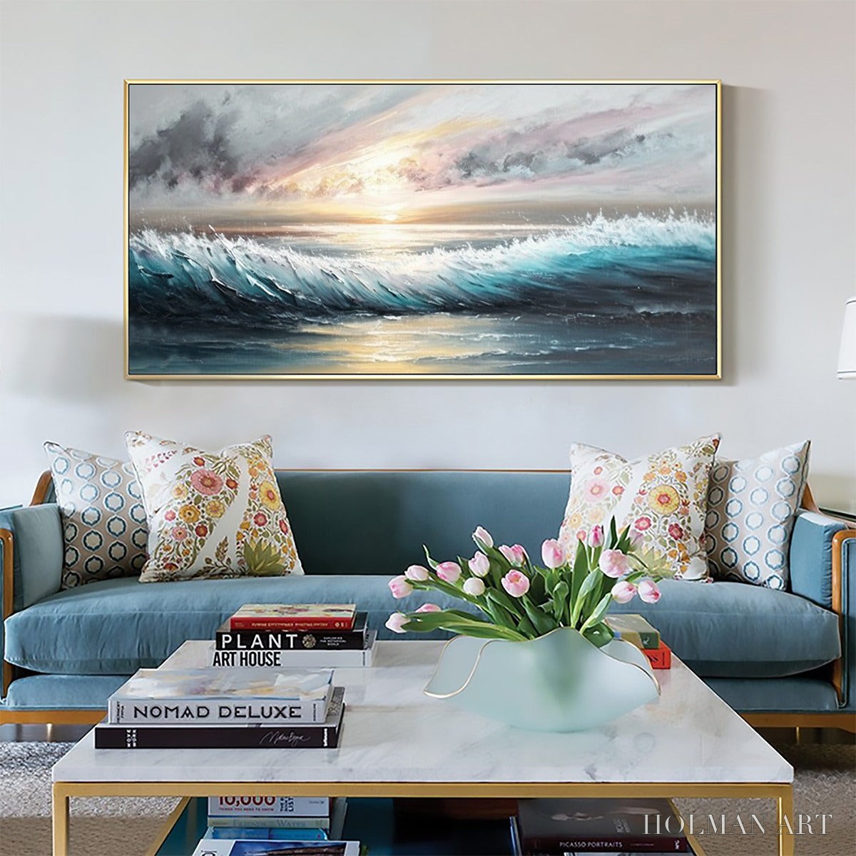 HOLMAN ART Dusk Tide – Ocean Waves Seascape Oil Painting - image 6