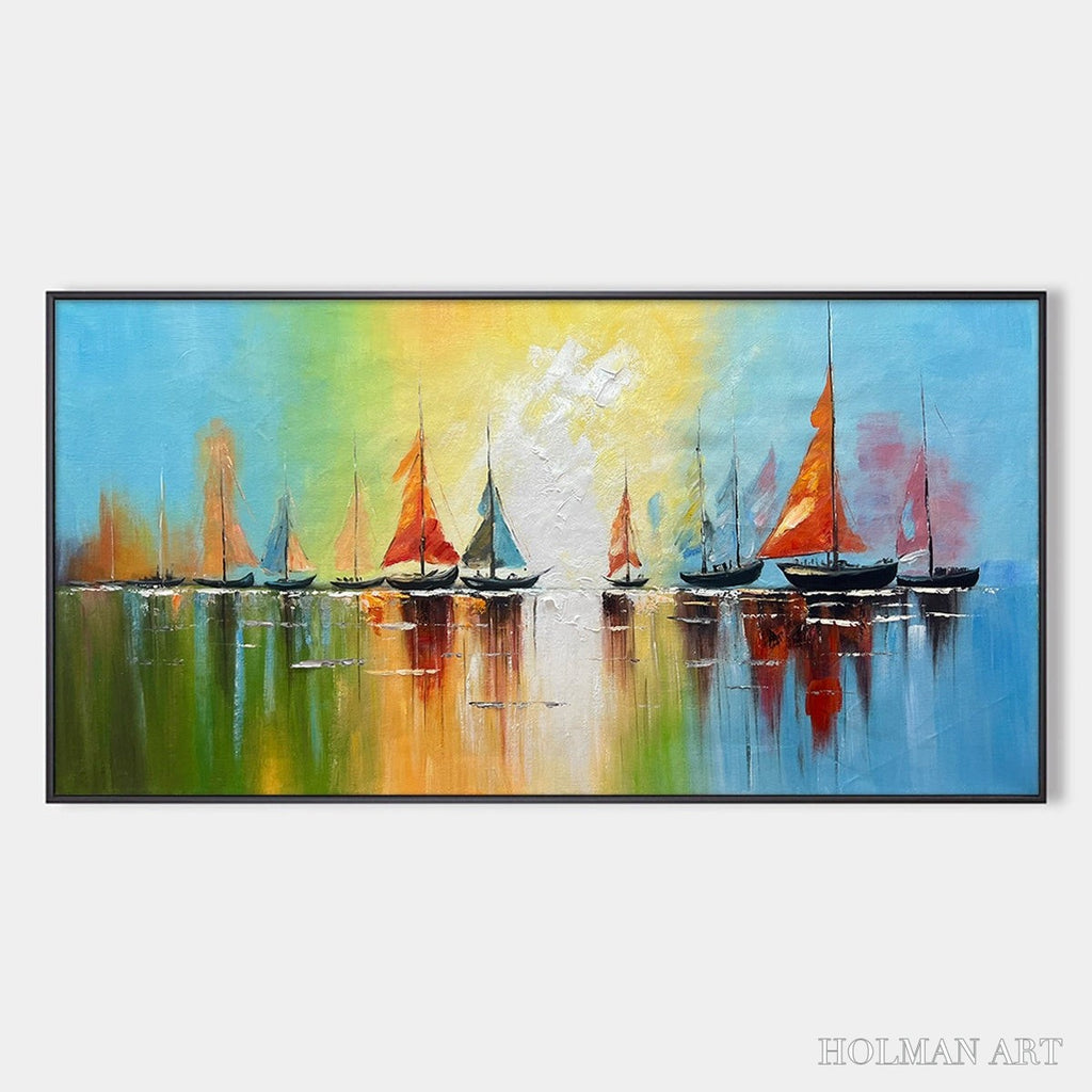 HOLMAN ART Regatta Dawn – Colorful Seascape Oil Painting - image 1