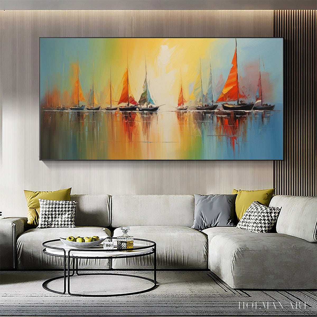 HOLMAN ART Regatta Dawn – Colorful Seascape Oil Painting - image 2