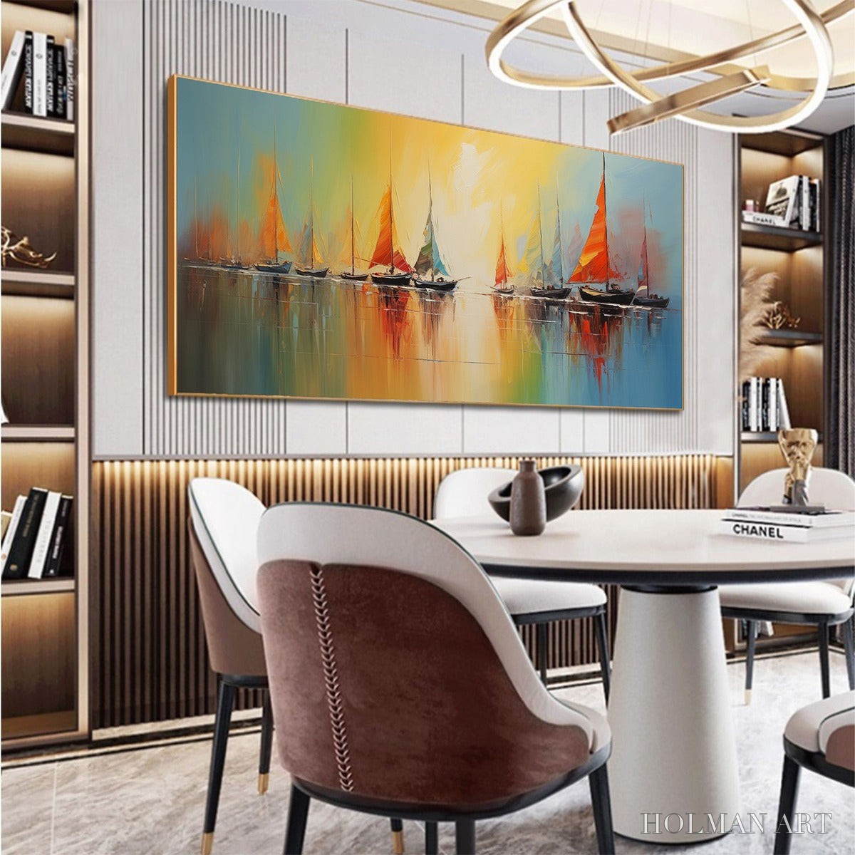 HOLMAN ART Regatta Dawn – Colorful Seascape Oil Painting - image 4