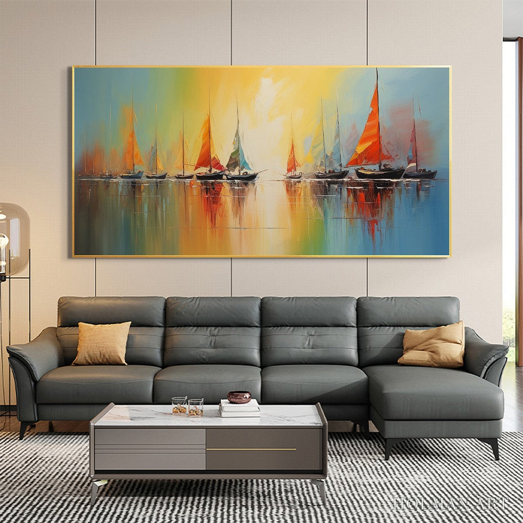 HOLMAN ART Regatta Dawn – Colorful Seascape Oil Painting - image 6