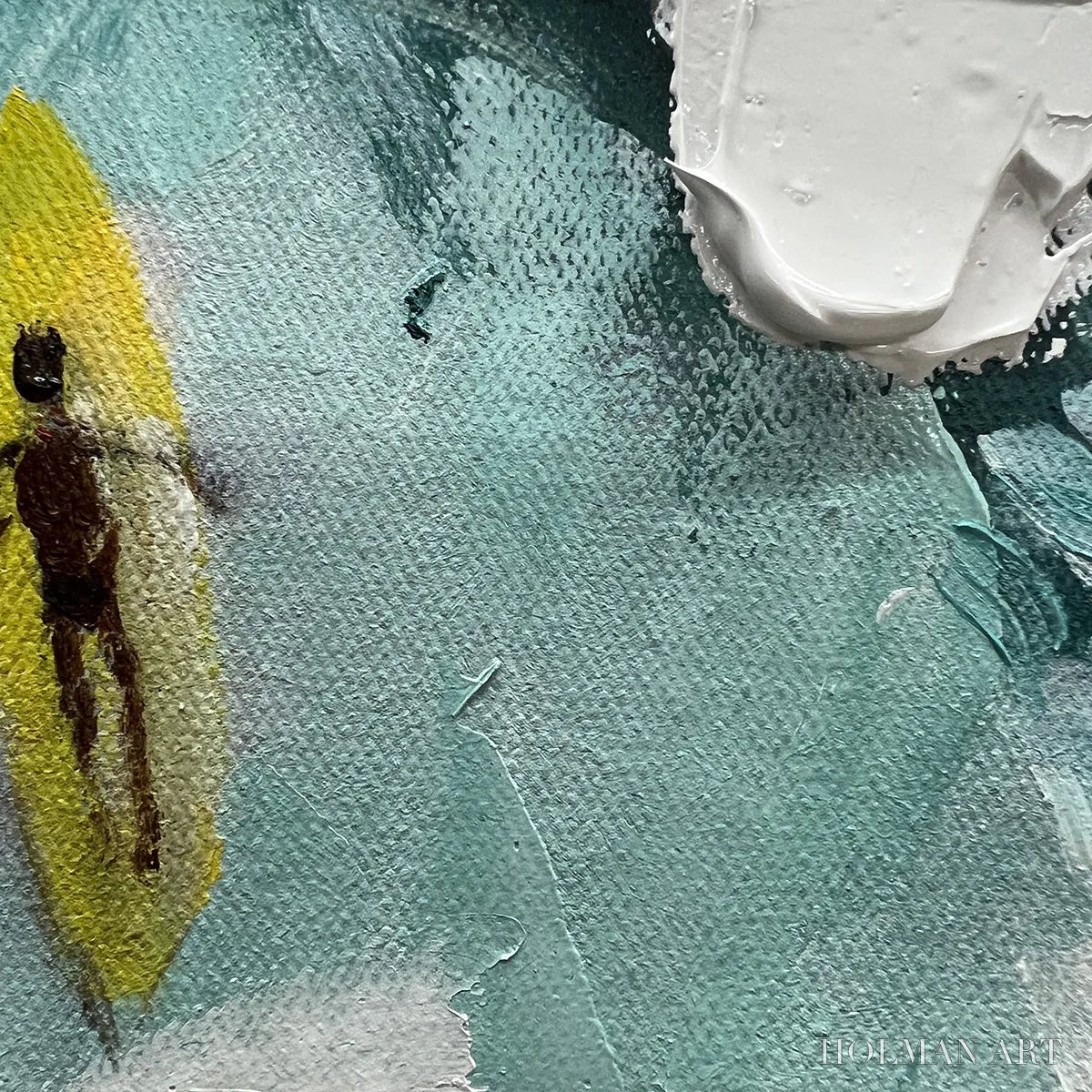 HOLMAN ART Catching the Wave – Ocean Surfers Impasto Oil Painting on Canvas - image 5
