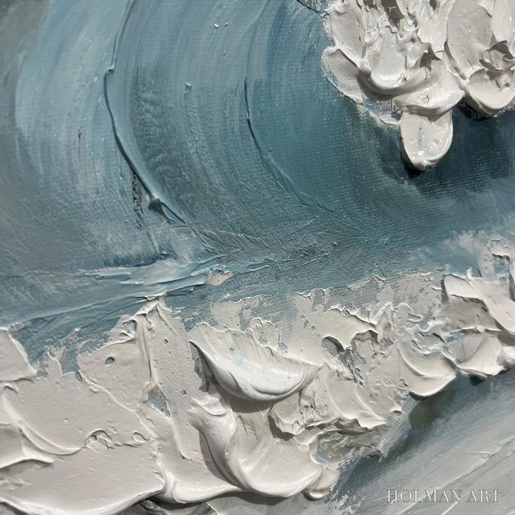 HOLMAN ART Coastal Serenity – Textured Ocean Waves Seascape Oil Painting - image 3