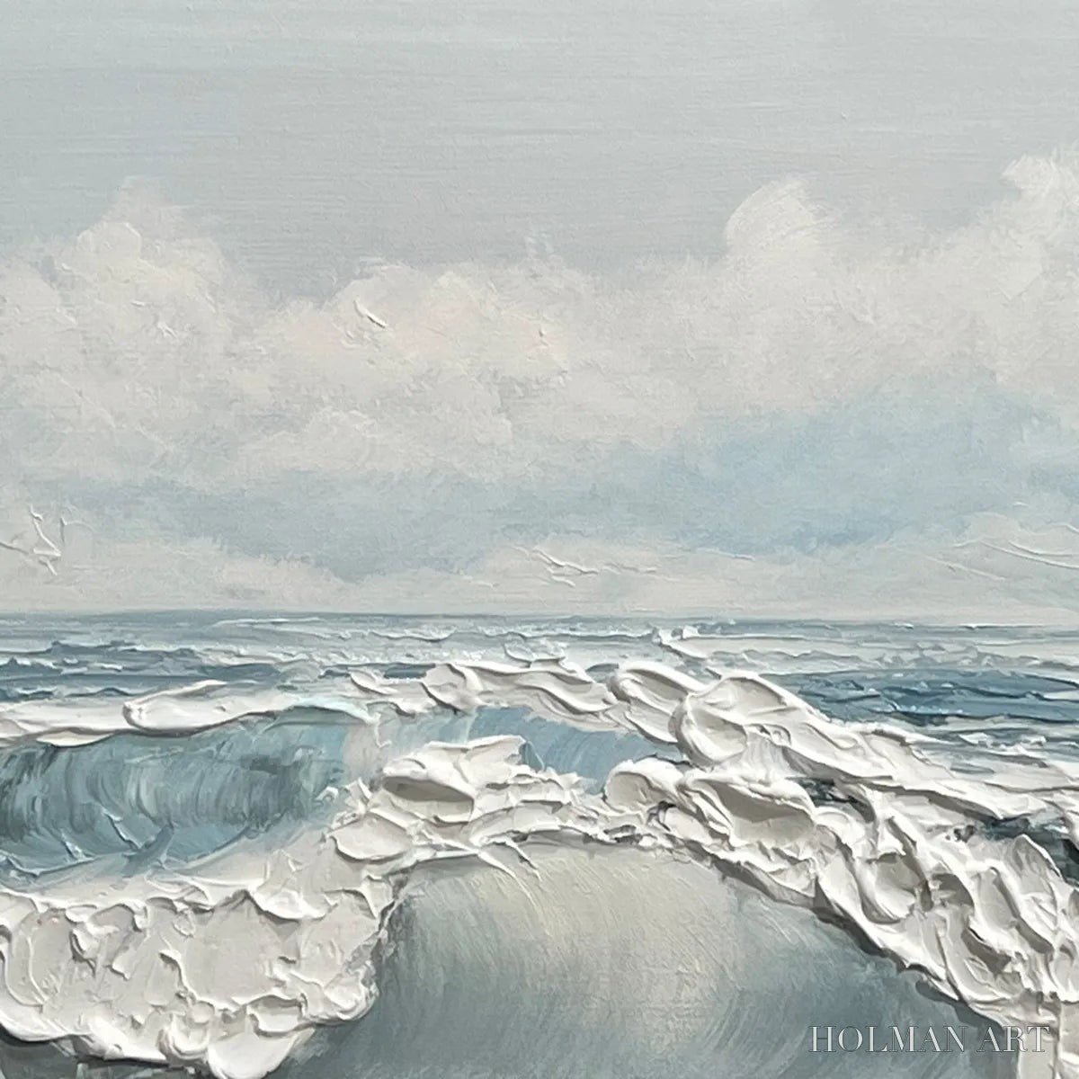HOLMAN ART Coastal Serenity – Textured Ocean Waves Seascape Oil Painting - image 5