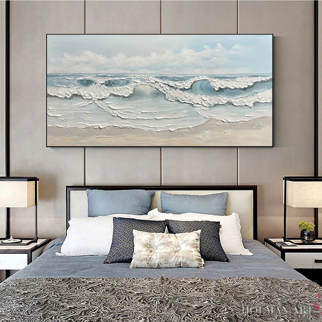 HOLMAN ART Coastal Serenity – Textured Ocean Waves Seascape Oil Painting - image 6