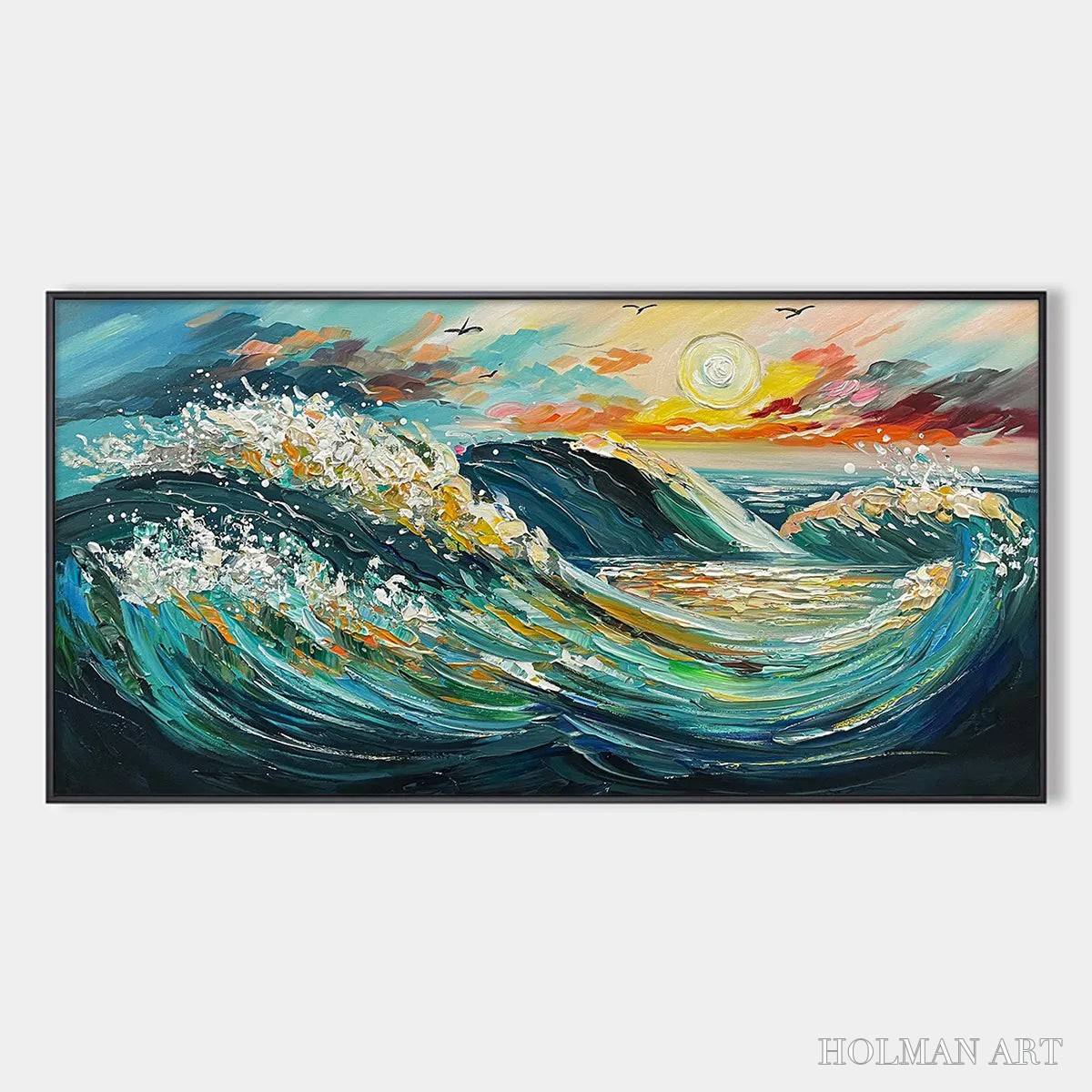 HOLMAN ART Oceanic Pulse – Hand-Textured Seascape Oil Painting with Gold Leaf Accents - image 1