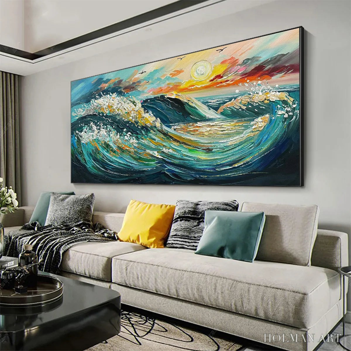 HOLMAN ART Oceanic Pulse – Hand-Textured Seascape Oil Painting with Gold Leaf Accents - image 4