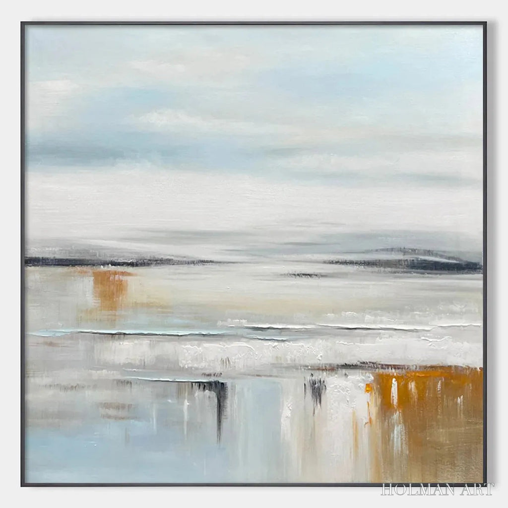 HOLMAN ART Coastal Serenity – Abstract Coastal Landscape Painting in Soft Blues and Neutrals - image 1