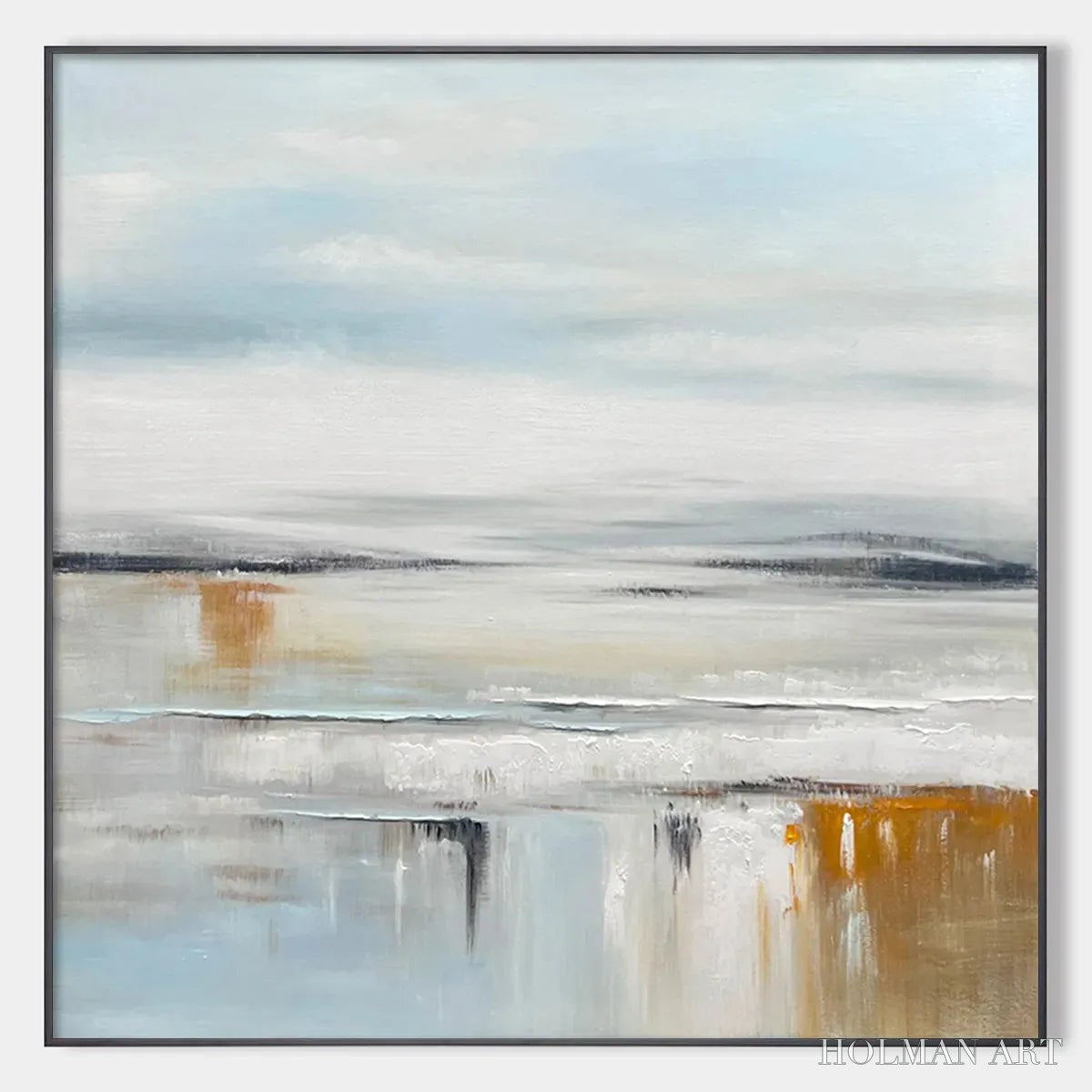 HOLMAN ART Coastal Serenity – Abstract Coastal Landscape Painting in Soft Blues and Neutrals - image 1