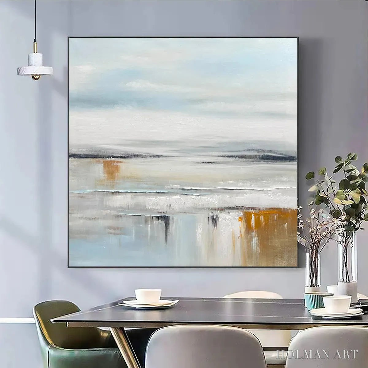 HOLMAN ART Coastal Serenity – Abstract Coastal Landscape Painting in Soft Blues and Neutrals - image 2