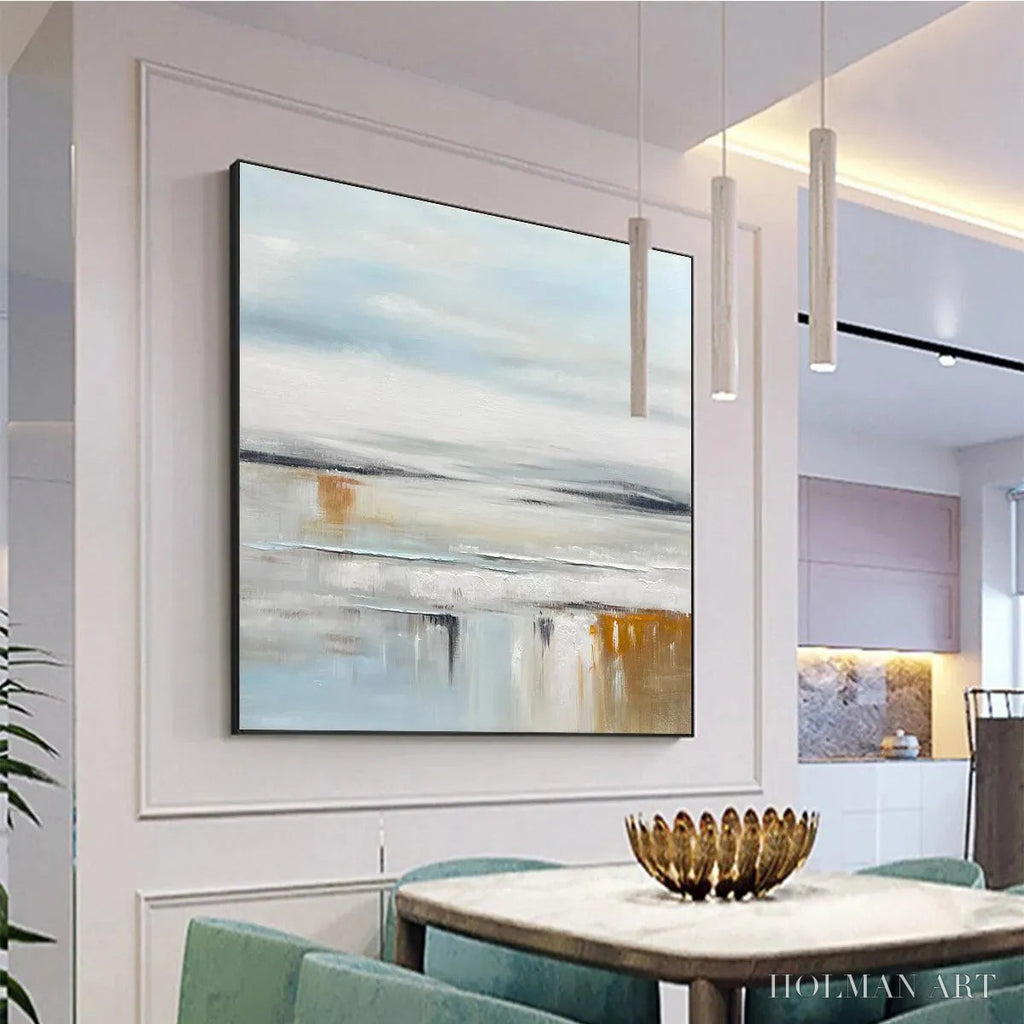 HOLMAN ART Coastal Serenity – Abstract Coastal Landscape Painting in Soft Blues and Neutrals - image 4