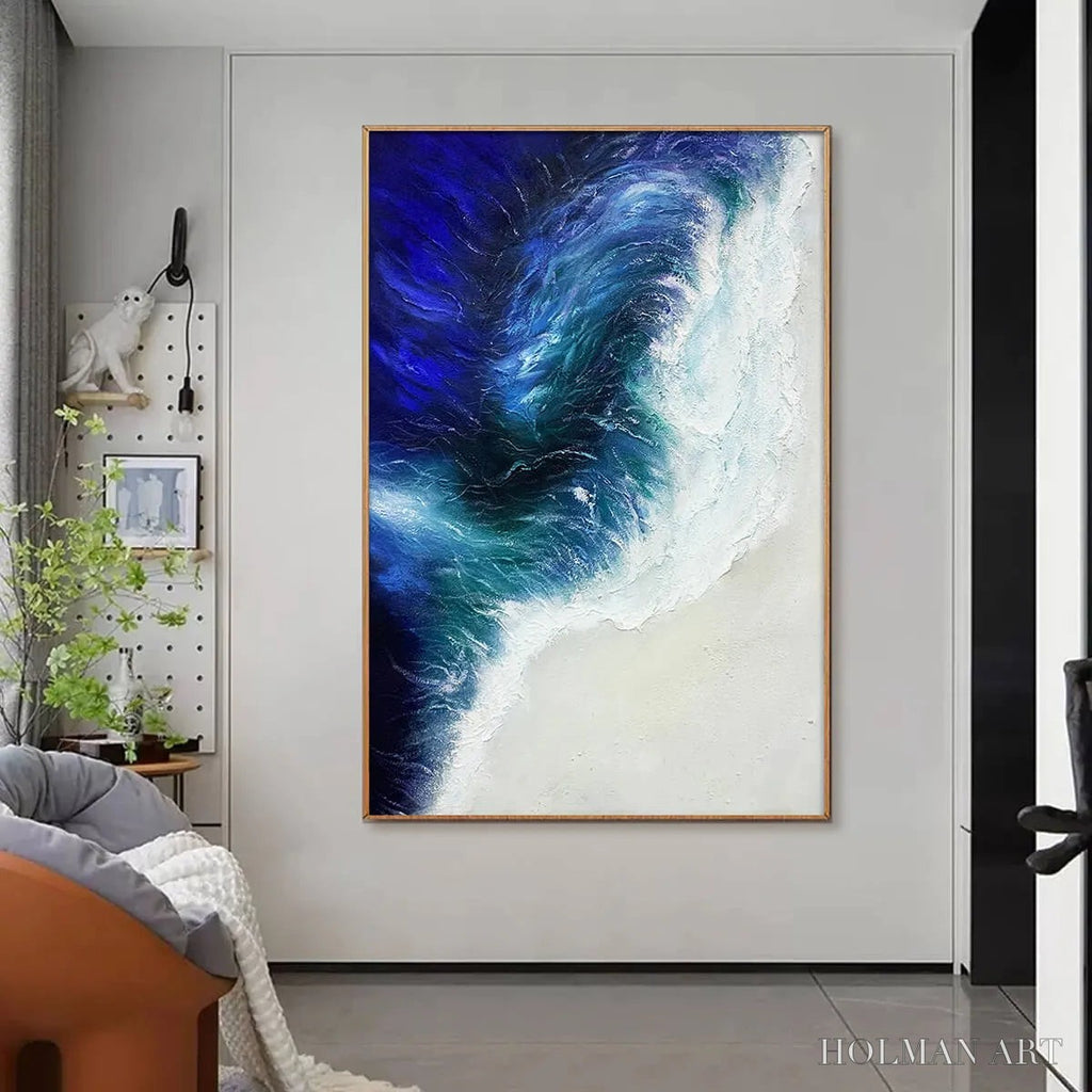 HOLMAN ART Ocean'S Embrace – Ocean Waves Seascape Oil Painting - image 5
