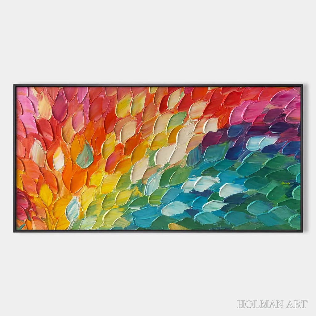 HOLMAN ART Chroma Wave – Textured Abstract Rainbow Oil Painting - image 1