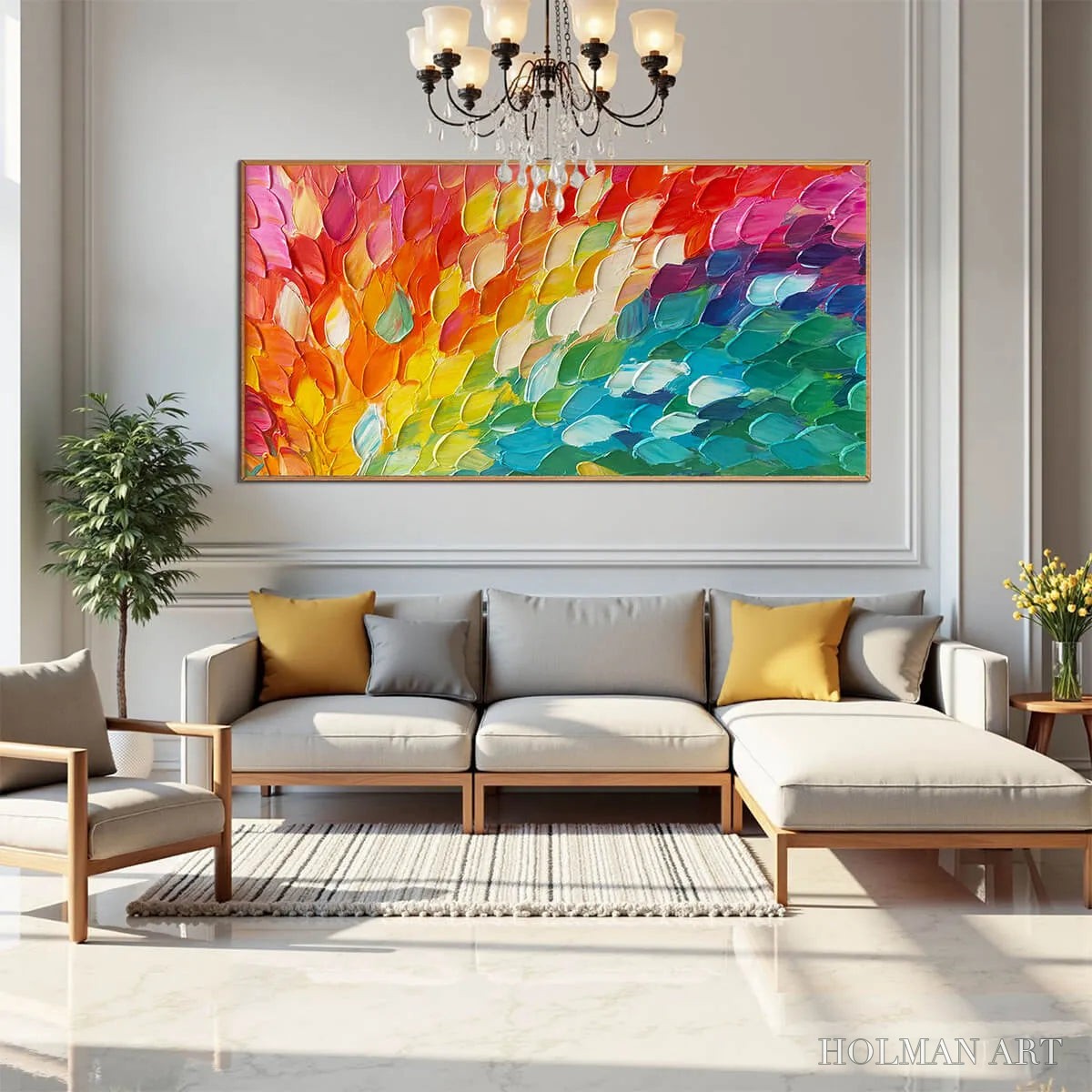 HOLMAN ART Chroma Wave – Textured Abstract Rainbow Oil Painting - image 2