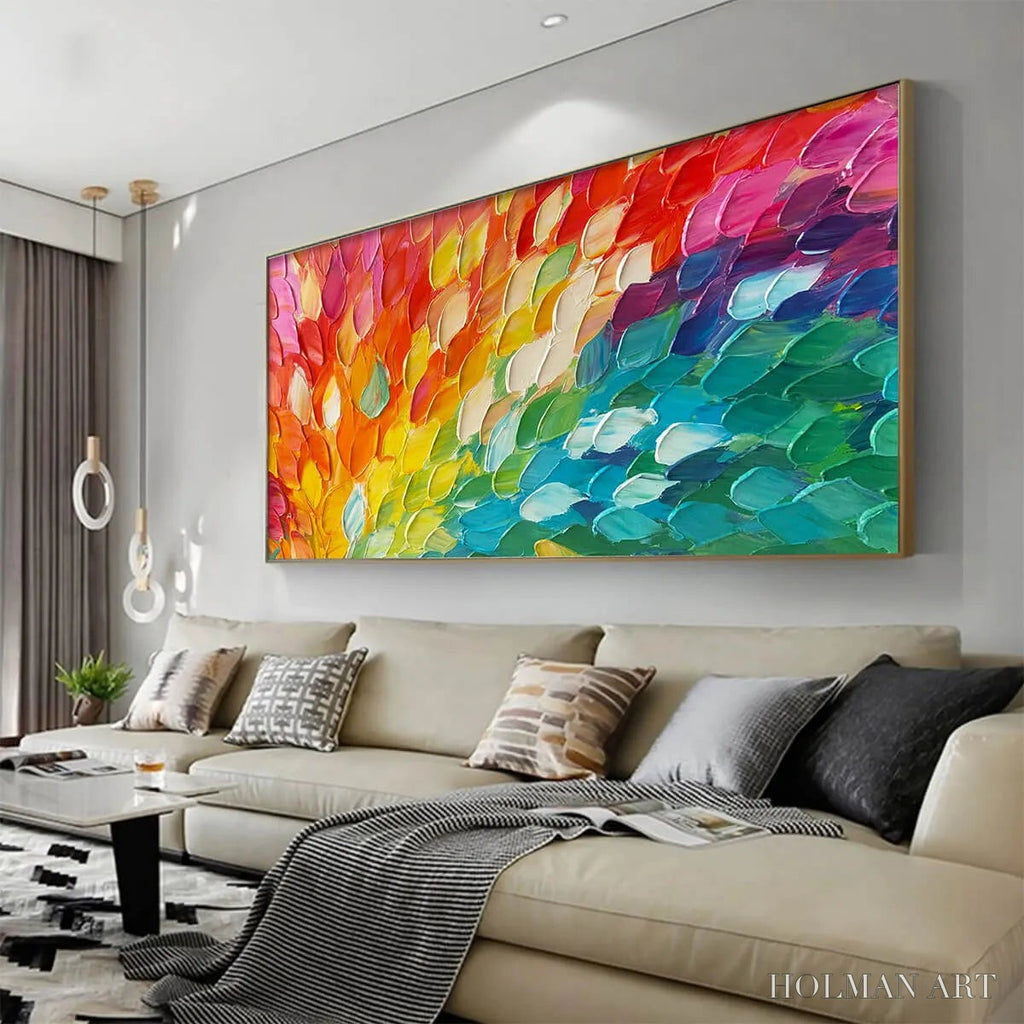 HOLMAN ART Chroma Wave – Textured Abstract Rainbow Oil Painting - image 4