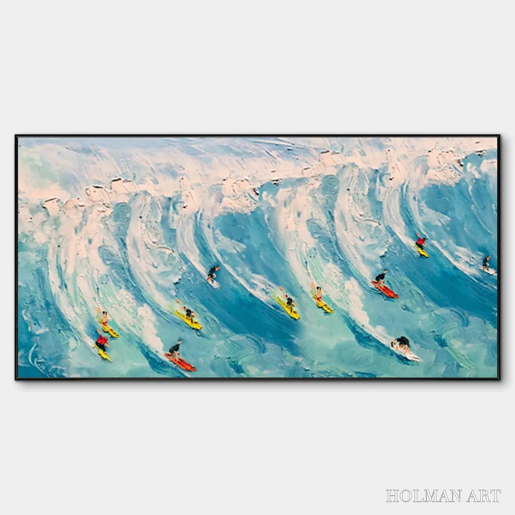 HOLMAN ART Wave Riders – Ocean Painting of Surfers in Motion - image 1