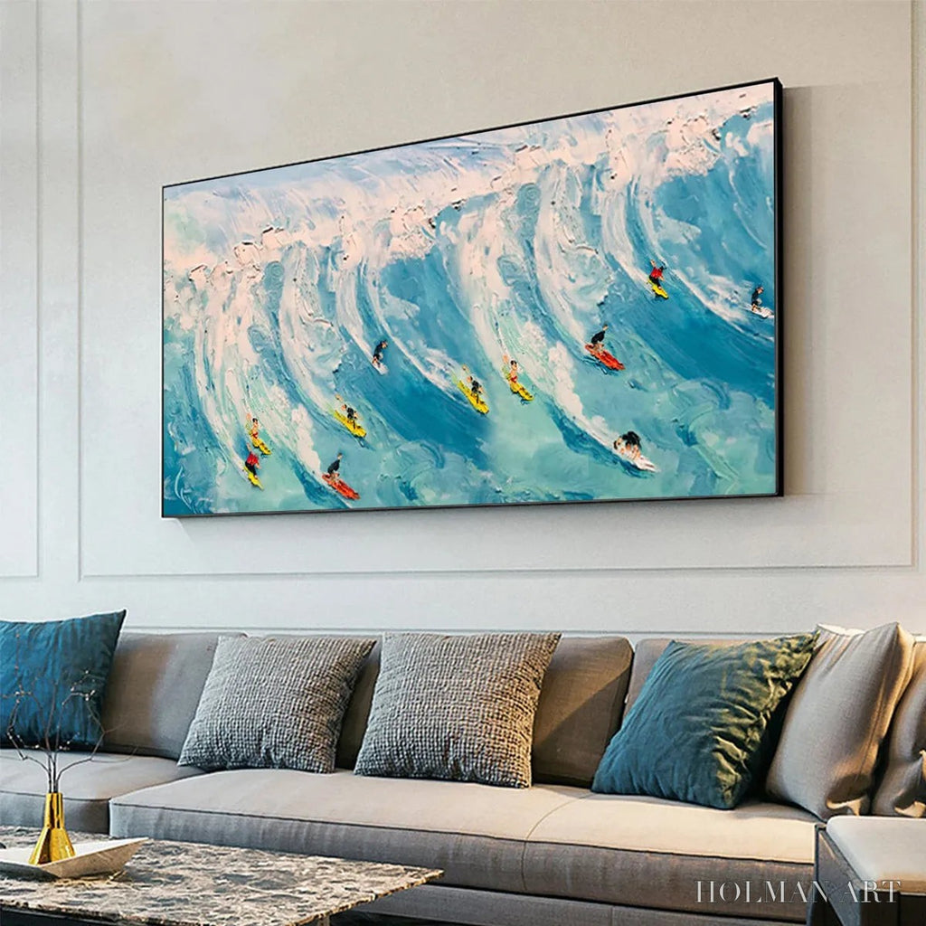 HOLMAN ART Wave Riders – Ocean Painting of Surfers in Motion - image 6