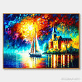 HOLMAN ART Sanctuary by the Sea – Coastal Landscape Oil Painting with Sailboat and Church - image 1