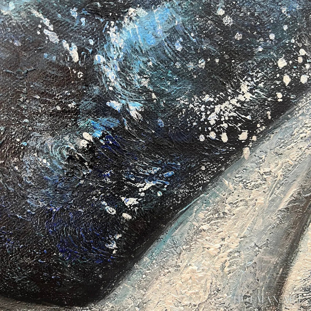 HOLMAN ART Whale'S Grace – Textured Whale Tail Painting, Ocean Animal Art, Blue, Living Room, Bedroom, Office - image 3