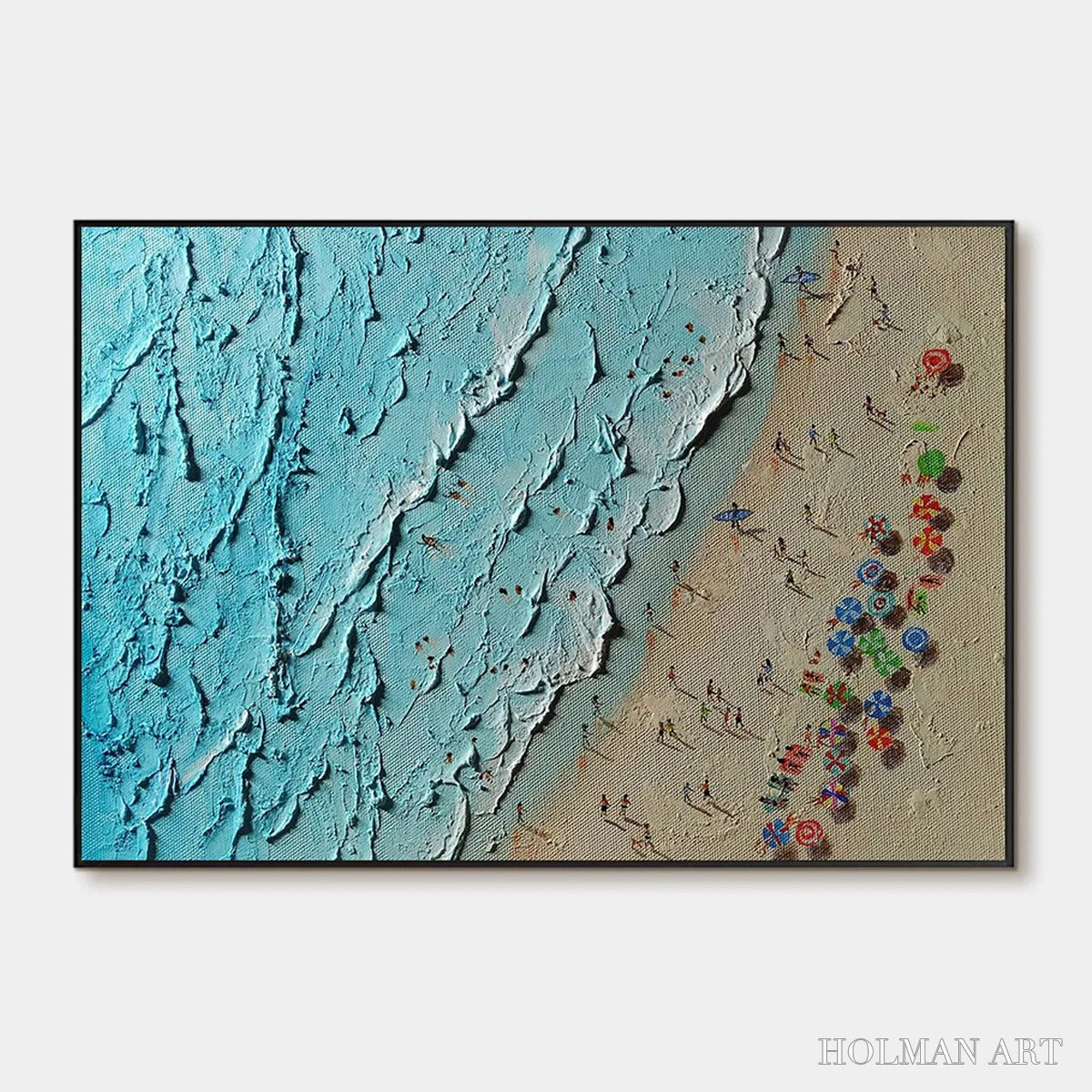 HOLMAN ART Aerial Vista – Impasto Beach Scene Oil Painting - image 1