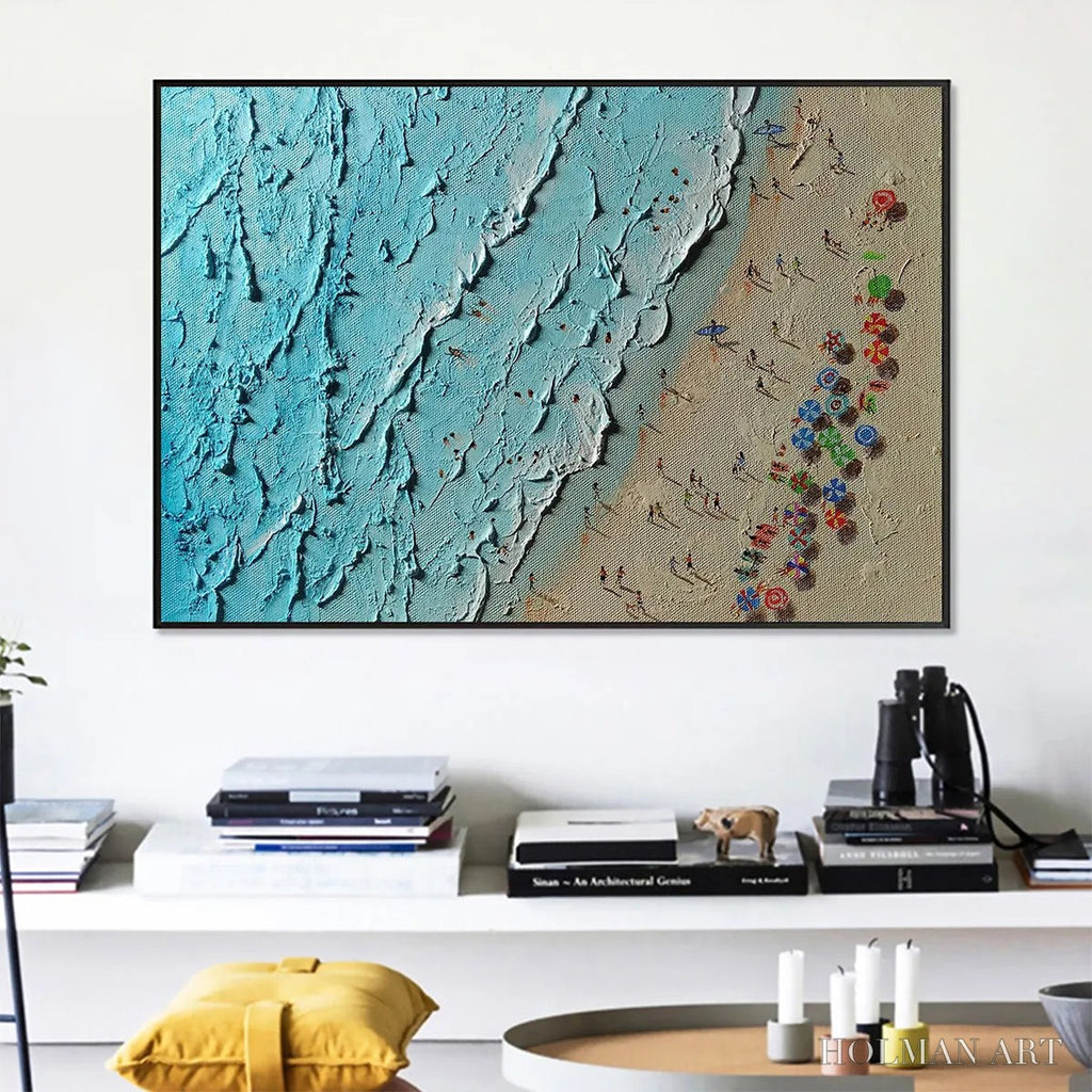 HOLMAN ART Aerial Vista – Impasto Beach Scene Oil Painting - image 4