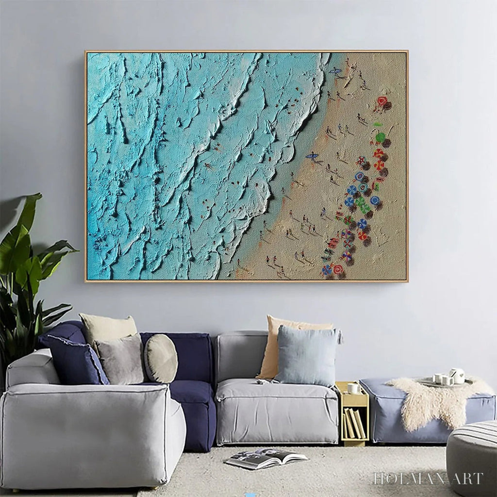 HOLMAN ART Aerial Vista – Impasto Beach Scene Oil Painting - image 6
