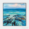 HOLMAN ART Azure Depths – Impasto Seascape Oil Painting in Blues and Greens - image 1