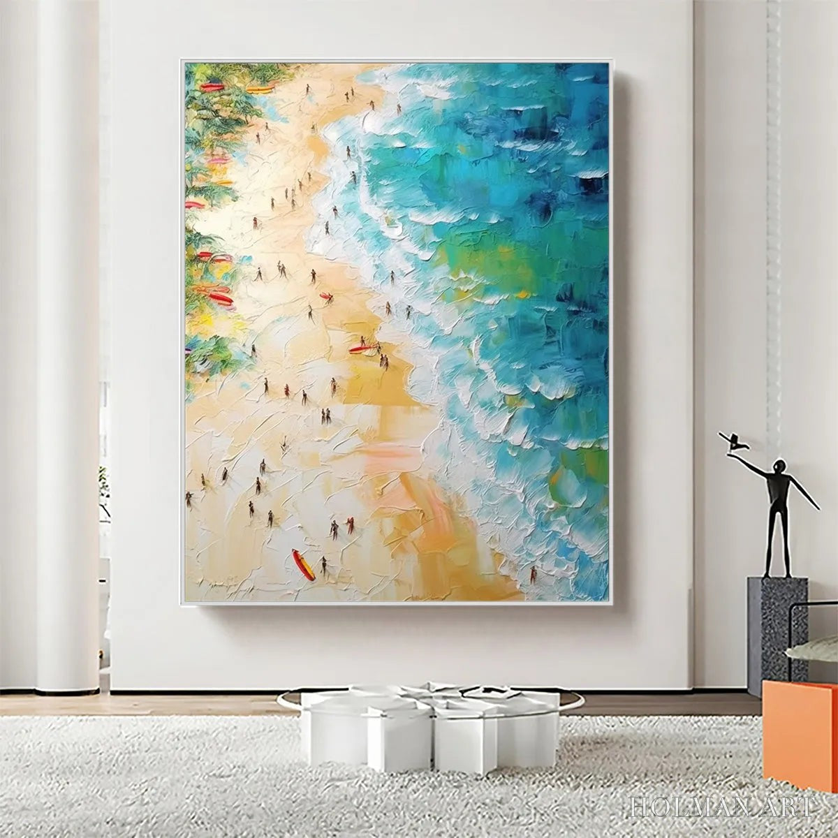 HOLMAN ART Tropical Paradise – Vertical Impasto Beach Scene Oil Painting - image 6