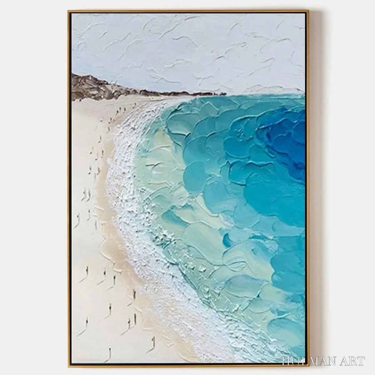 HOLMAN ART Coastal Serenity – Vertical Impasto Beach Scene Oil Painting - image 1