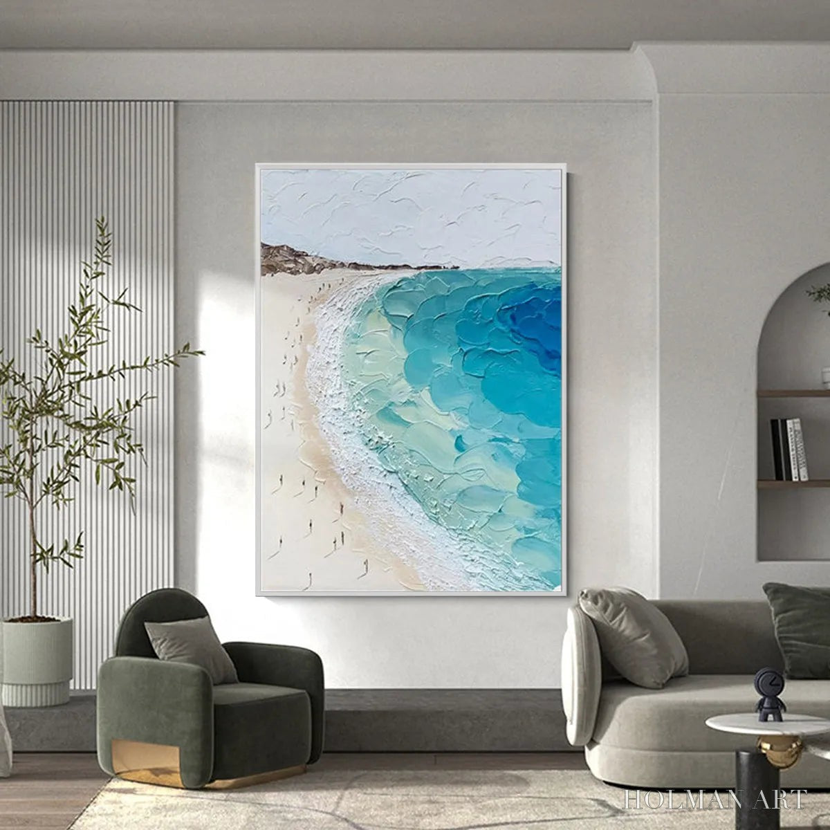 HOLMAN ART Coastal Serenity – Vertical Impasto Beach Scene Oil Painting - image 2