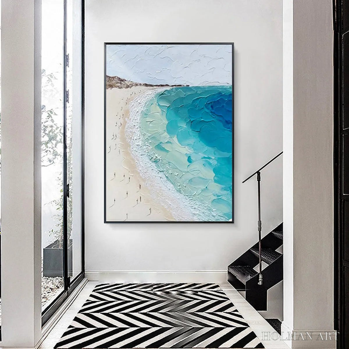 HOLMAN ART Coastal Serenity – Vertical Impasto Beach Scene Oil Painting - image 4