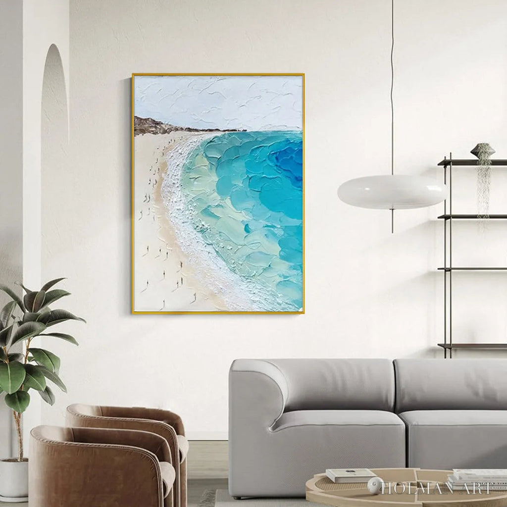 HOLMAN ART Coastal Serenity – Vertical Impasto Beach Scene Oil Painting - image 5