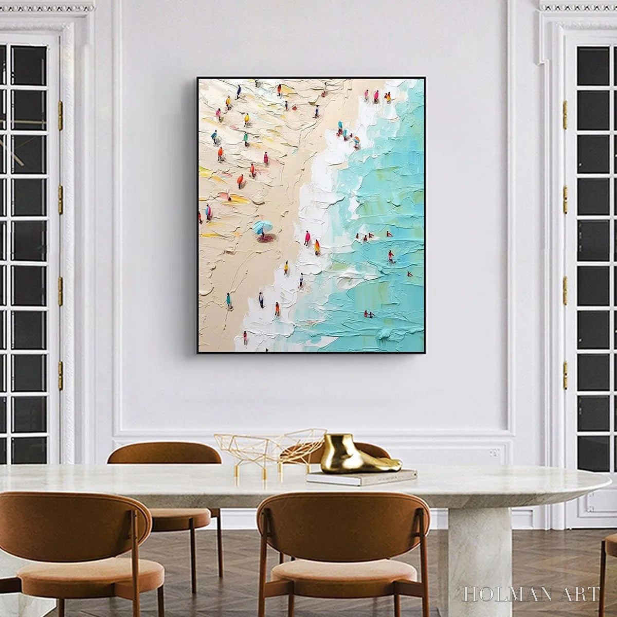 HOLMAN ART Summer Holiday – Colorful Impasto Beach Scene Oil Painting - image 2