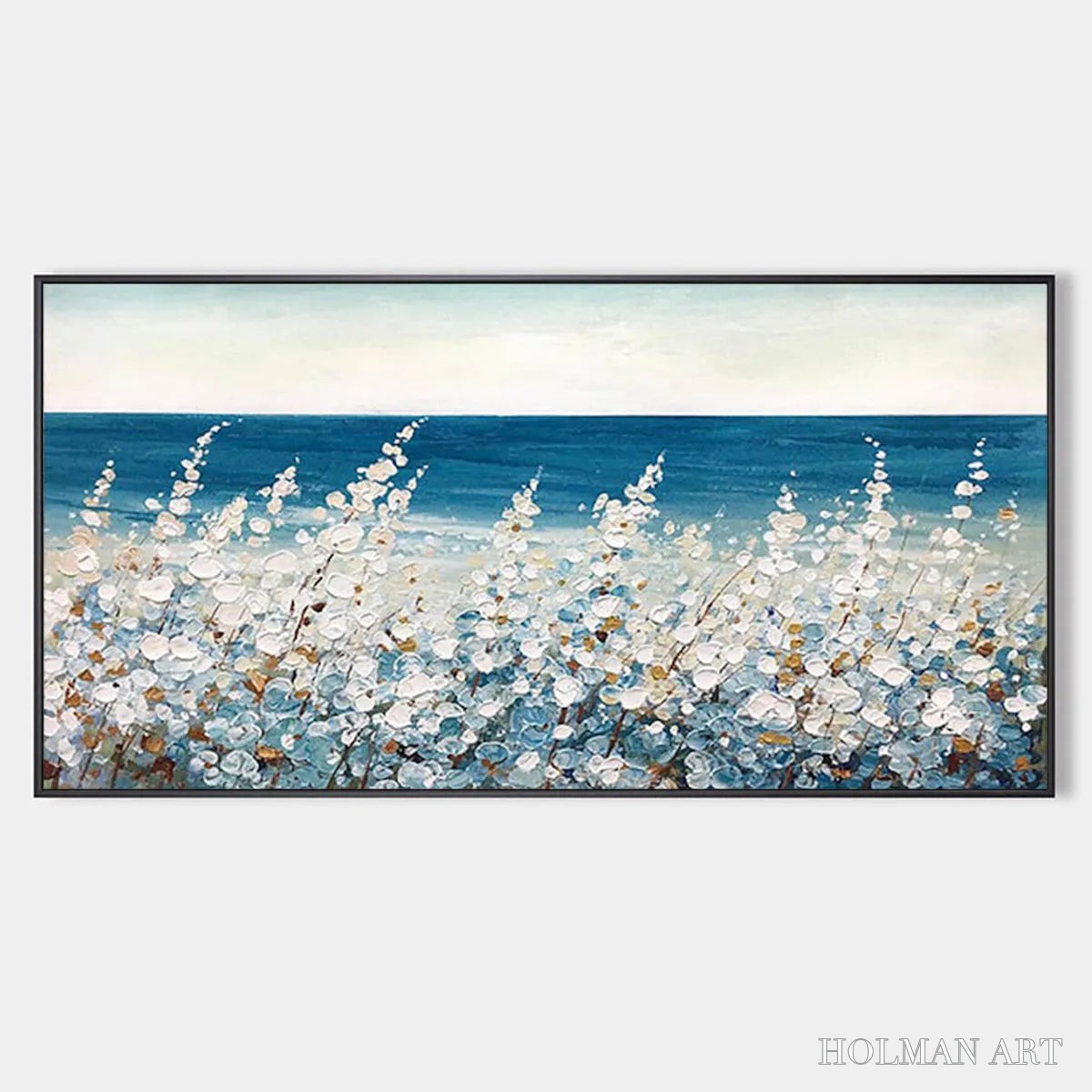 HOLMAN ART Ocean Breeze – Impasto Seascape Oil Painting in Blue and White - image 1