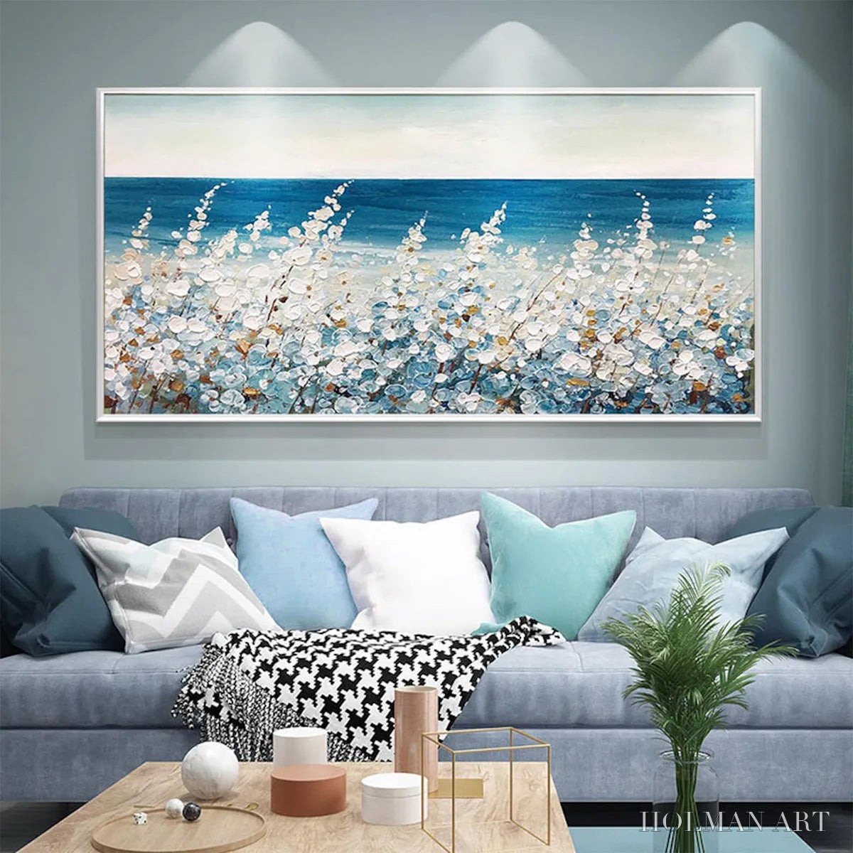 HOLMAN ART Ocean Breeze – Impasto Seascape Oil Painting in Blue and White - image 4