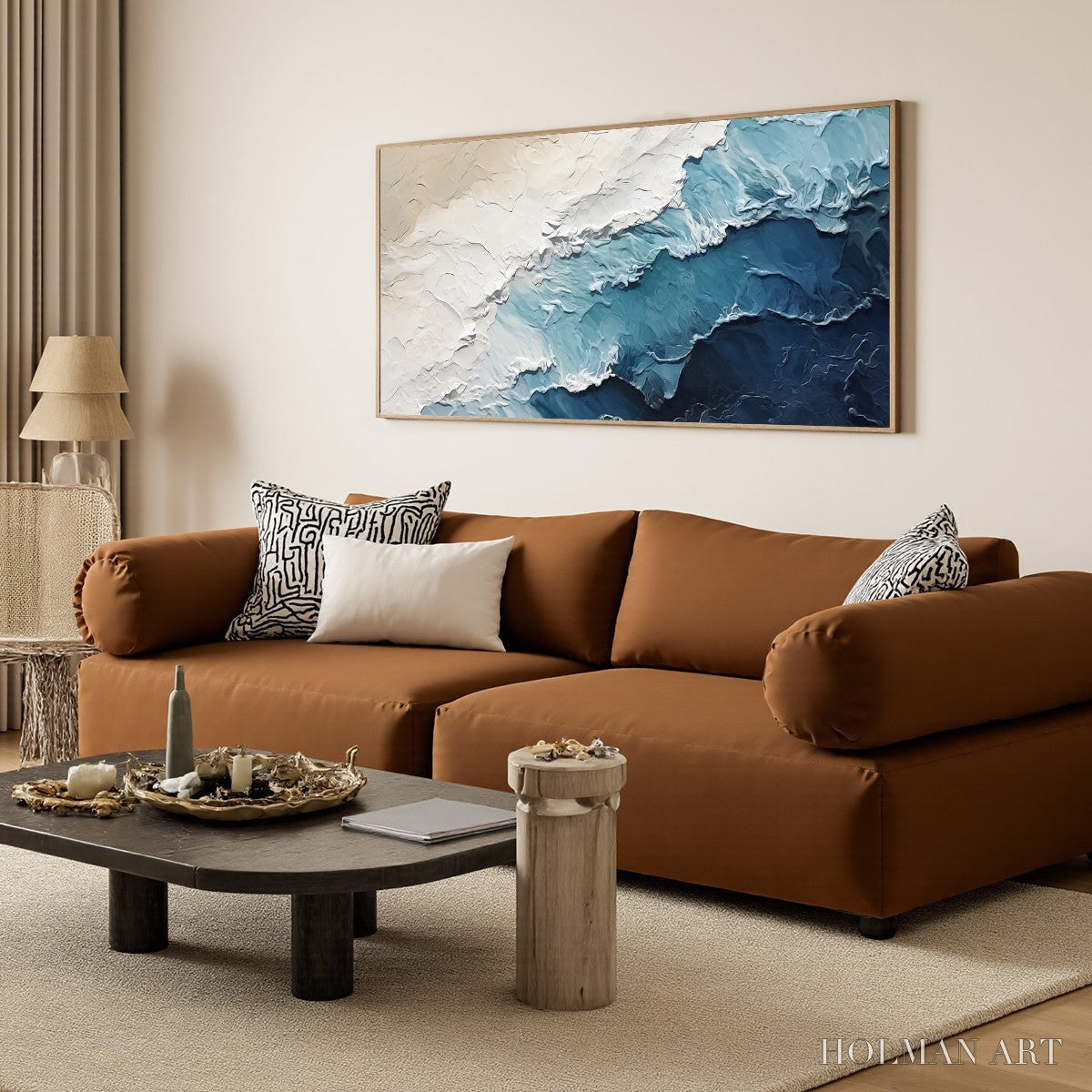 HOLMAN ART Ocean Whispers – Textured Seascape Painting, Ocean Waves, Blue and White, Living Room, Bedroom - image 5