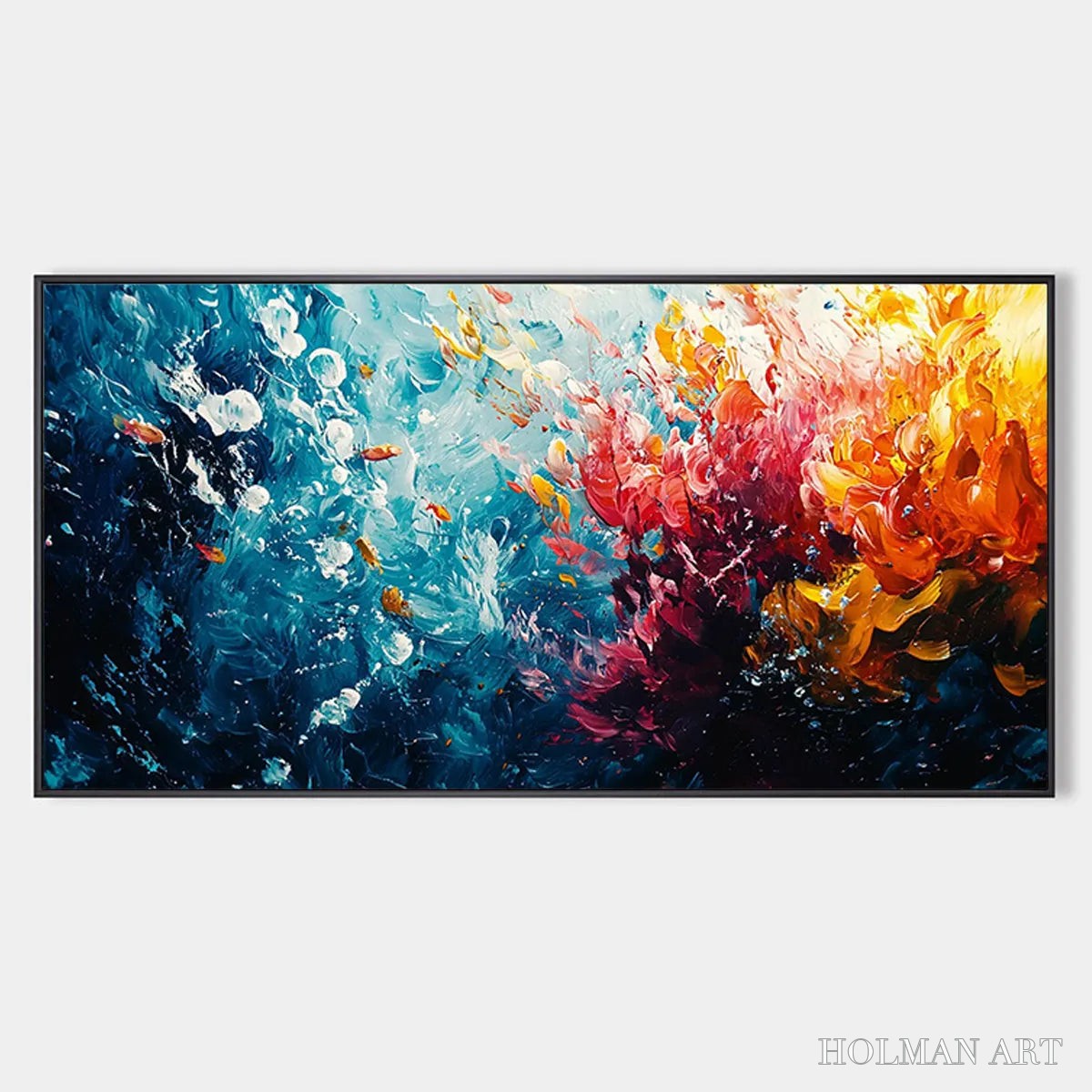HOLMAN ART Coral Reef – Panoramic Abstract Seascape Oil Painting in Vibrant Colors - image 1