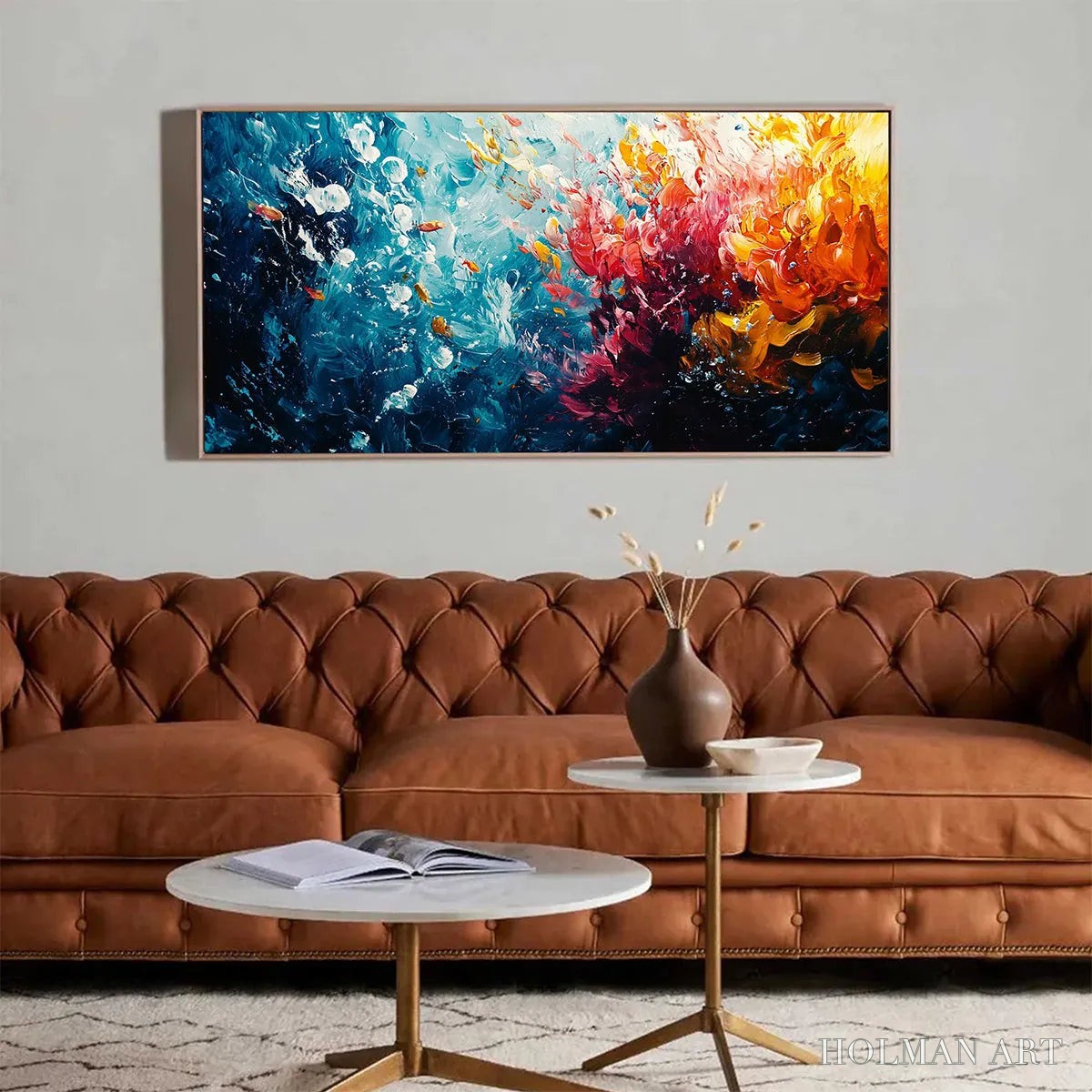 HOLMAN ART Coral Reef – Panoramic Abstract Seascape Oil Painting in Vibrant Colors - image 2
