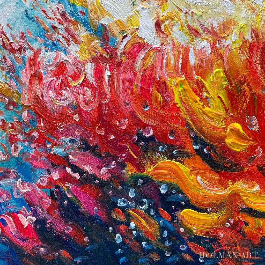 HOLMAN ART Coral Reef – Panoramic Abstract Seascape Oil Painting in Vibrant Colors - image 3