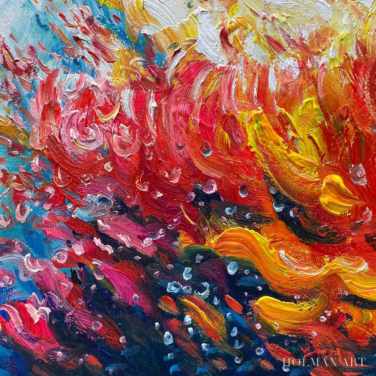 HOLMAN ART Coral Reef – Panoramic Abstract Seascape Oil Painting in Vibrant Colors - image 3