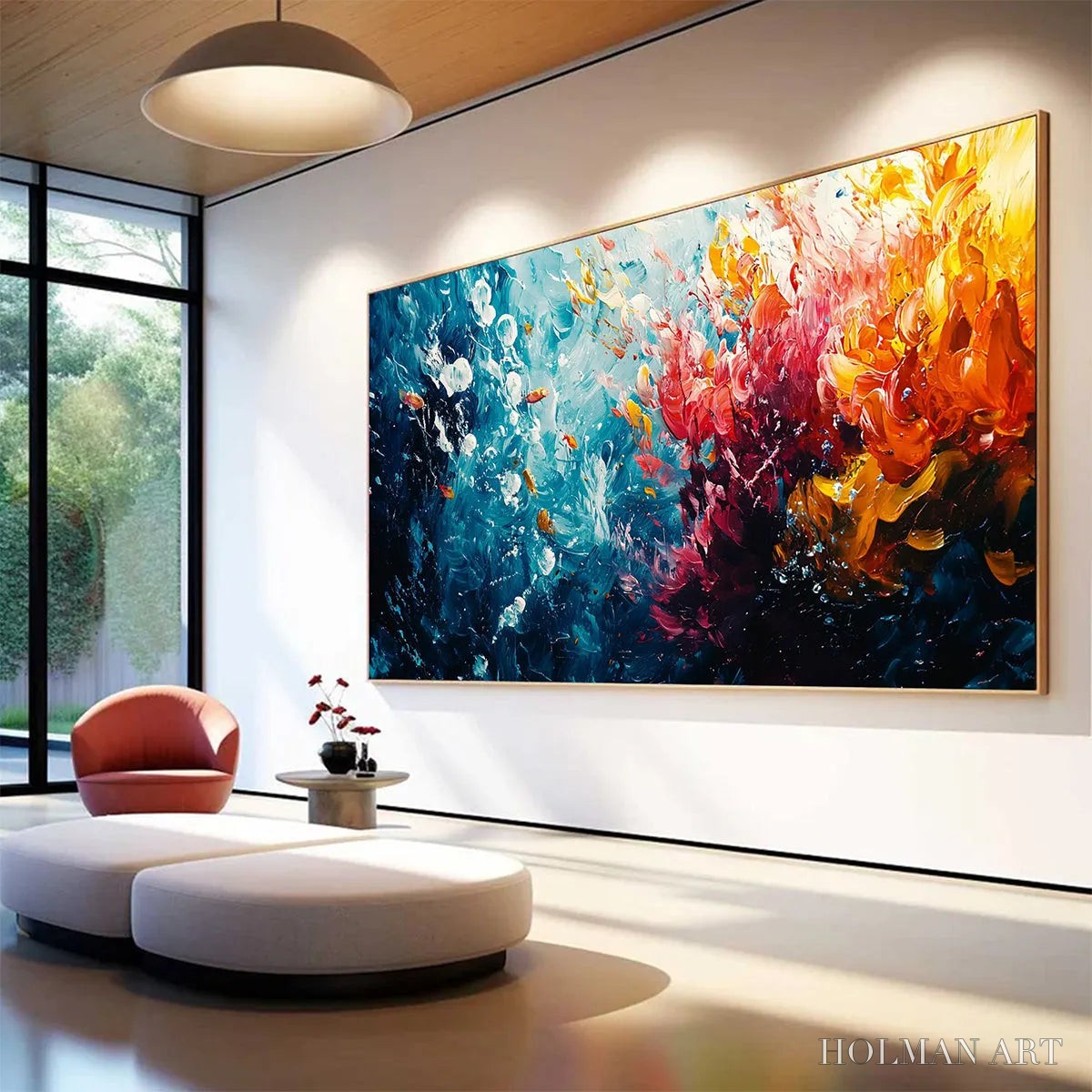HOLMAN ART Coral Reef – Panoramic Abstract Seascape Oil Painting in Vibrant Colors - image 5