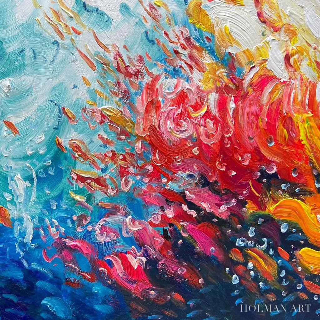 HOLMAN ART Coral Reef – Panoramic Abstract Seascape Oil Painting in Vibrant Colors - image 6