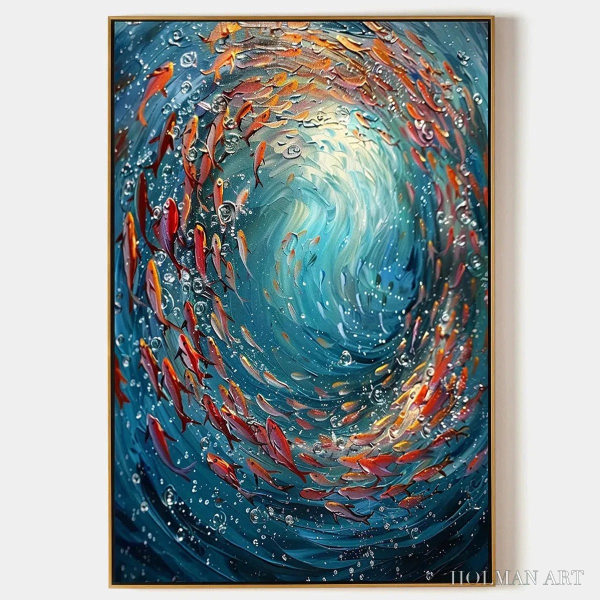 HOLMAN ART Coral Dance – Vibrant Underwater Fish Oil Painting - image 1