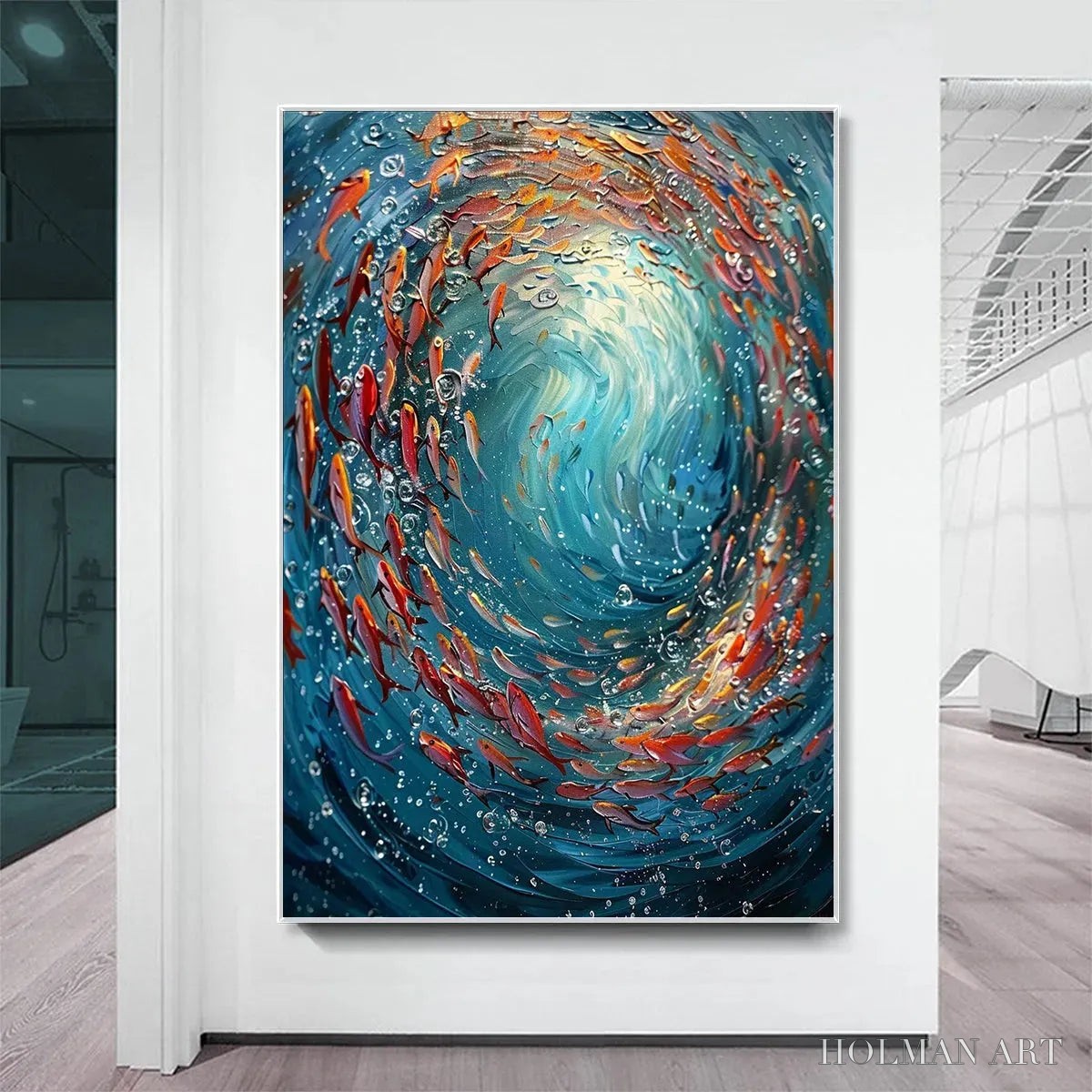 HOLMAN ART Coral Dance – Vibrant Underwater Fish Oil Painting - image 2